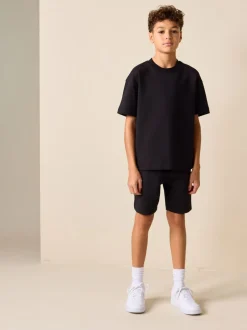 Shorts*Next - Relaxed Fit Heavyweight T-Shirt and Shorts Set (3-16yrs) Zwart