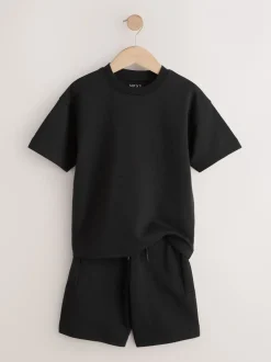 Shorts*Next - Relaxed Fit Heavyweight T-Shirt and Shorts Set (3-16yrs) Zwart