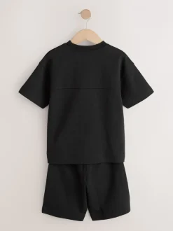Shorts*Next - Relaxed Fit Heavyweight T-Shirt and Shorts Set (3-16yrs) Zwart