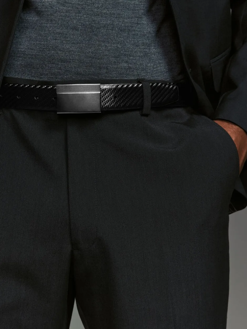 Riemen En Bretels*Next Zwart - Reversible Print Smooth Leather Belt