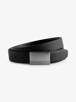 Riemen En Bretels*Next Zwart - Reversible Print Smooth Leather Belt