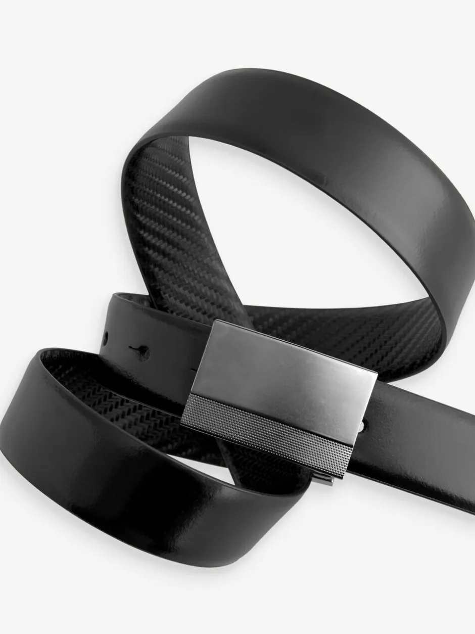 Riemen En Bretels*Next Zwart - Reversible Print Smooth Leather Belt