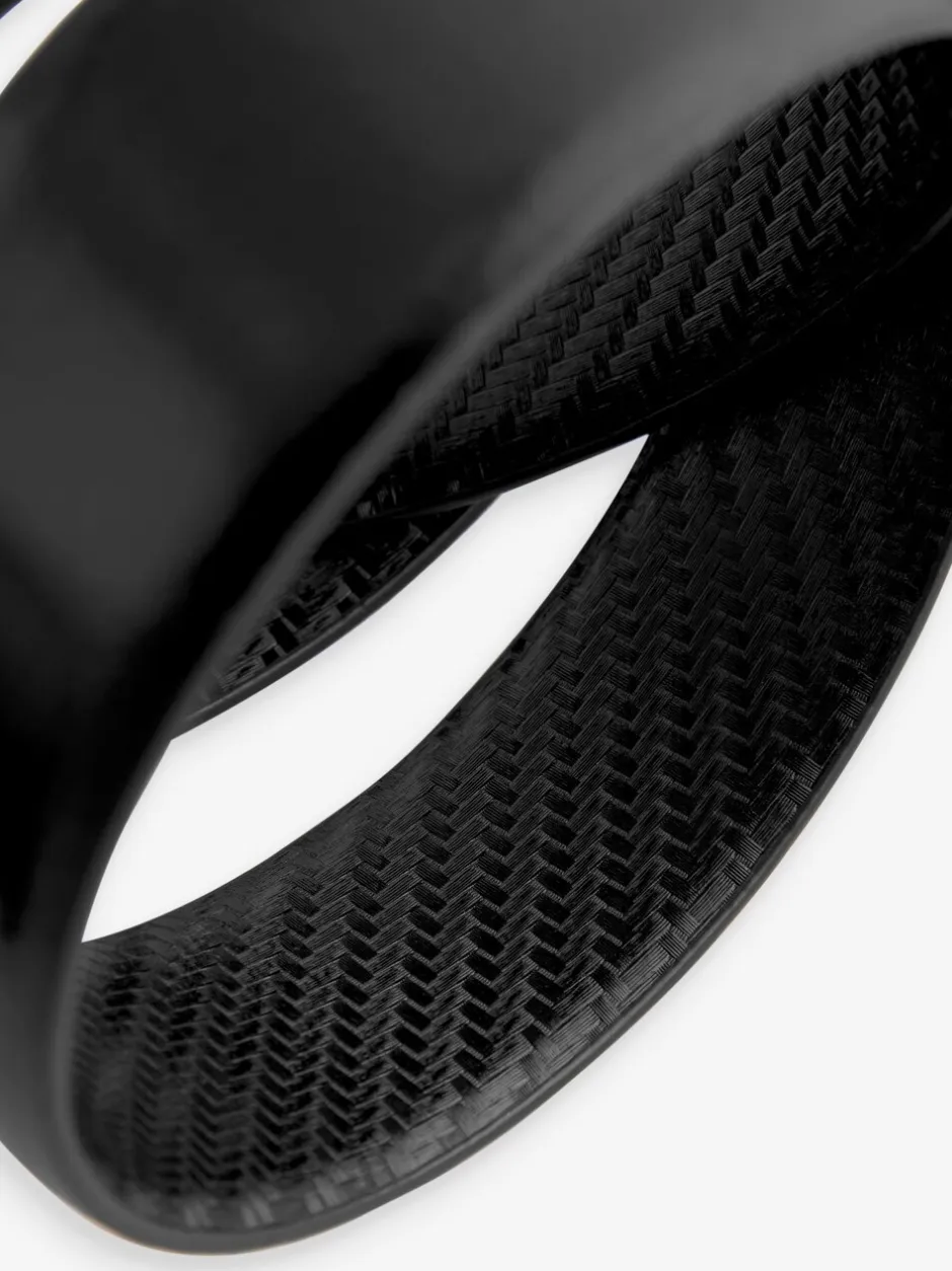 Riemen En Bretels*Next Zwart - Reversible Print Smooth Leather Belt