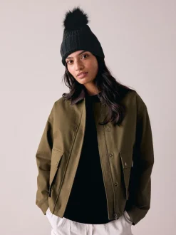 Mutsen, Handschoenen En Sjaals|Next Zwart - Rib Knit Pom Hat