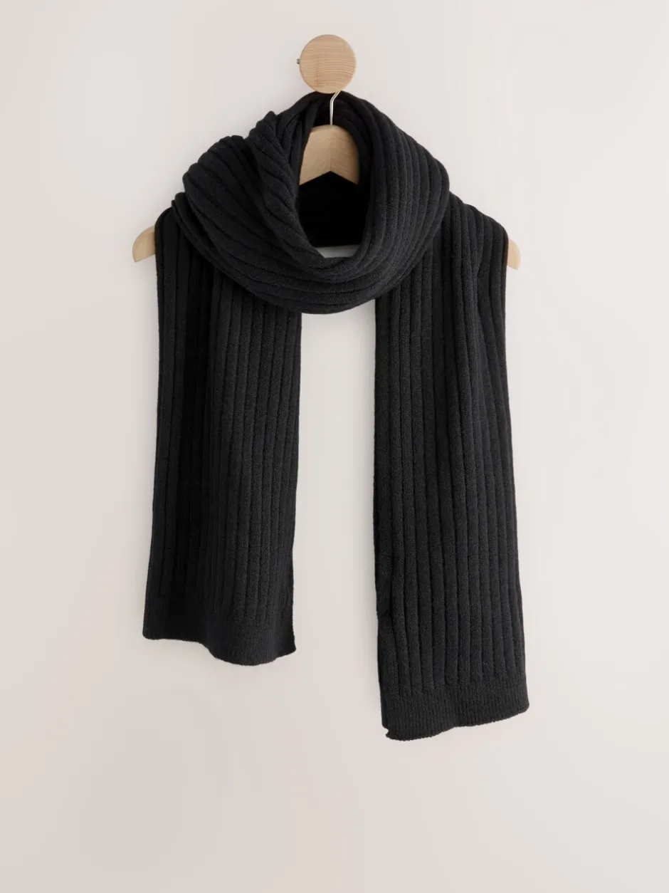 Mutsen, Handschoenen En Sjaals|Next - Ribbed Knit Scarf Zwart