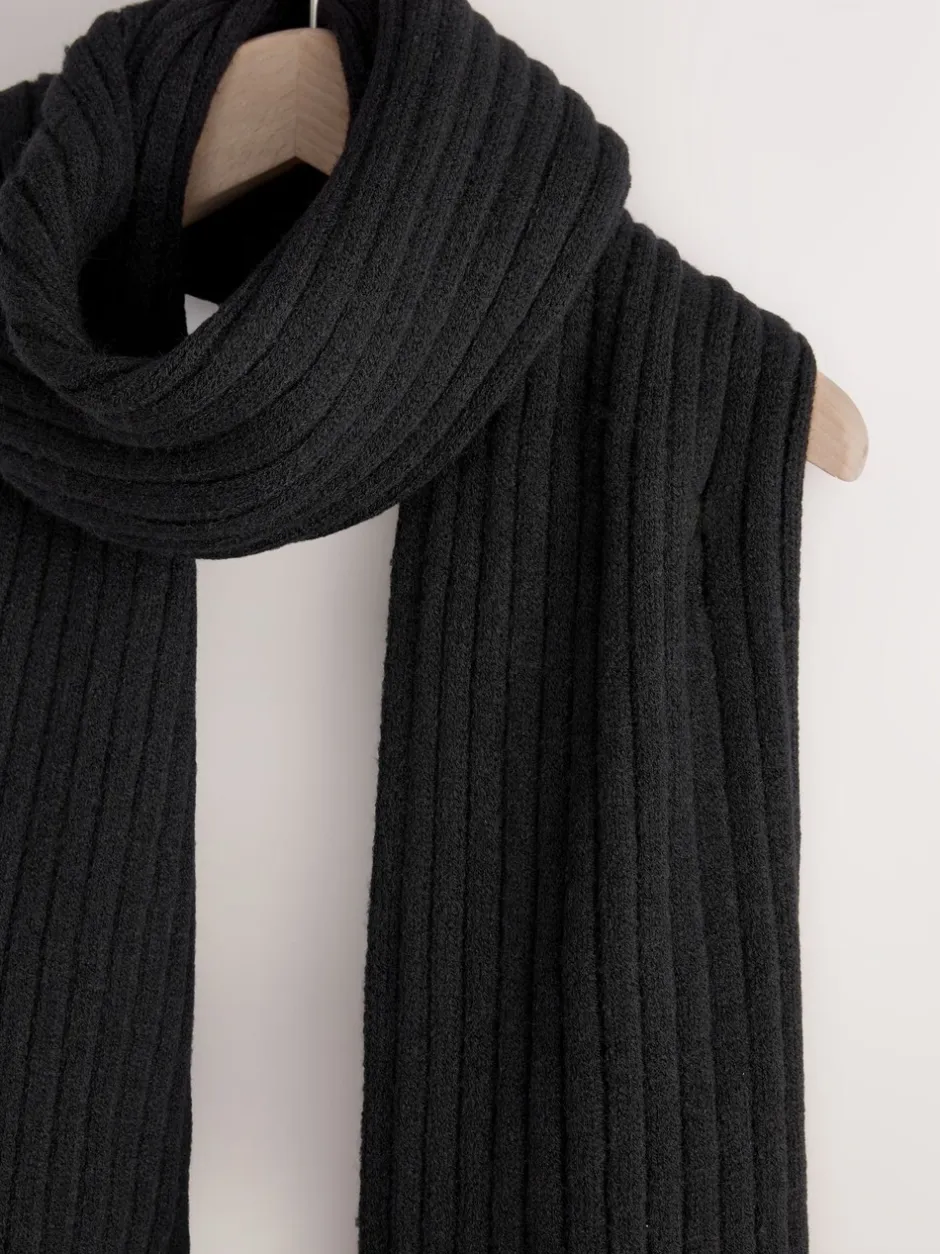 Mutsen, Handschoenen En Sjaals|Next - Ribbed Knit Scarf Zwart
