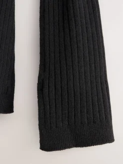 Mutsen, Handschoenen En Sjaals|Next - Ribbed Knit Scarf Zwart