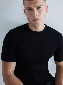 T-Shirts En Hemden*River Island - Muscle Fit T-shirts met ronde hals van katoen, set van 3 Zwart