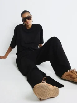 Leggings En Joggingbroeken*River Island - Premium Wide Leg Joggers Zwart