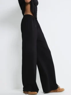 Leggings En Joggingbroeken*River Island - Premium Wide Leg Joggers Zwart