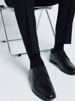 Formele Schoenen|River Island - Wide Fit Leather Formal Derby Shoes Zwart