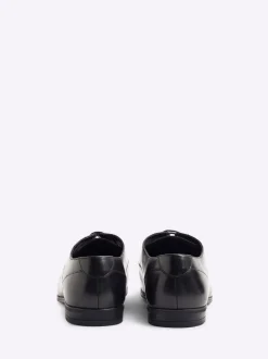 Formele Schoenen|River Island - Wide Fit Leather Formal Derby Shoes Zwart