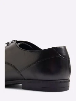 Formele Schoenen|River Island - Wide Fit Leather Formal Derby Shoes Zwart
