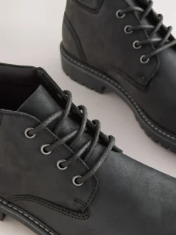 Boots*Next - Rugged Leather Ankle Boots Zwart