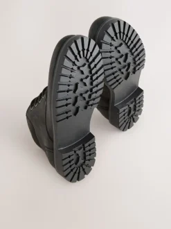 Boots*Next - Rugged Leather Ankle Boots Zwart