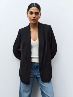 Kostuums En Werkkleding*Next Zwart - Ruimvallend blazer met gerimpelde mouwen