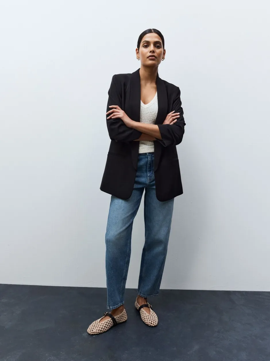 Kostuums En Werkkleding*Next Zwart - Ruimvallend blazer met gerimpelde mouwen