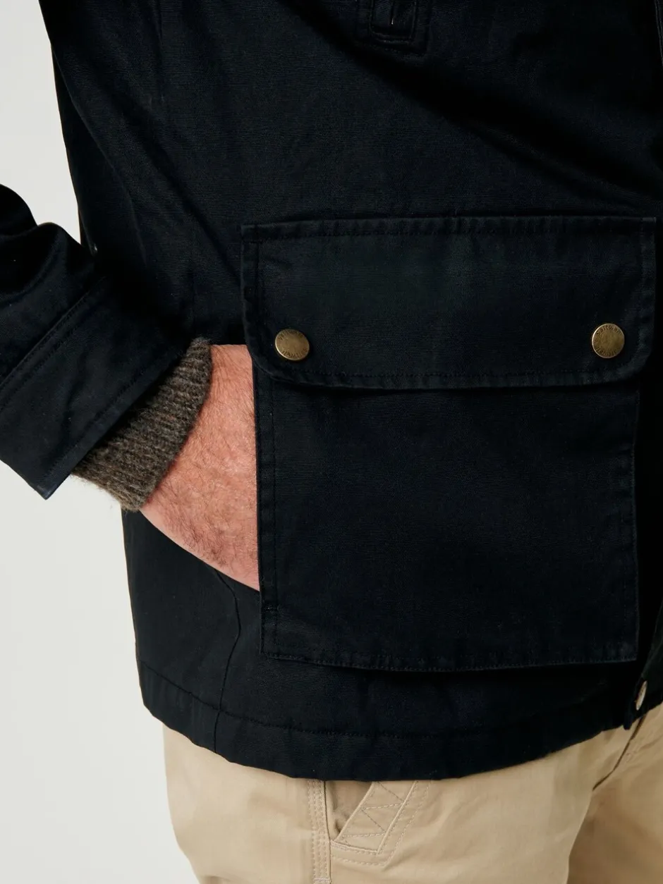 Jassen En Jacks|Saltwell - Waxed Cord Collar Jacket Zwart