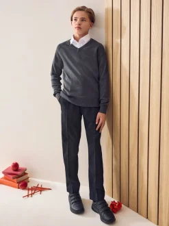 Schoolkleding|Broeken En Chino's|Next - Schoolbroek met geplooide voorkant (3-17 jr) Zwart