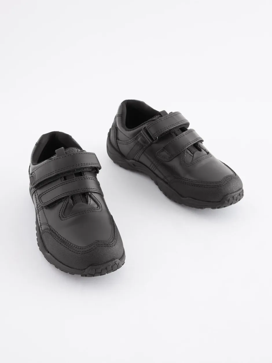 Schoolkleding*Next Zwart - Schoolschoenen van leer met klittenbandsluiting