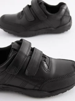 Schoolkleding*Next Zwart - Schoolschoenen van leer met klittenbandsluiting