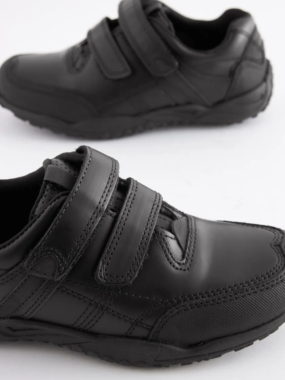Schoolkleding*Next Zwart - Schoolschoenen van leer met klittenbandsluiting
