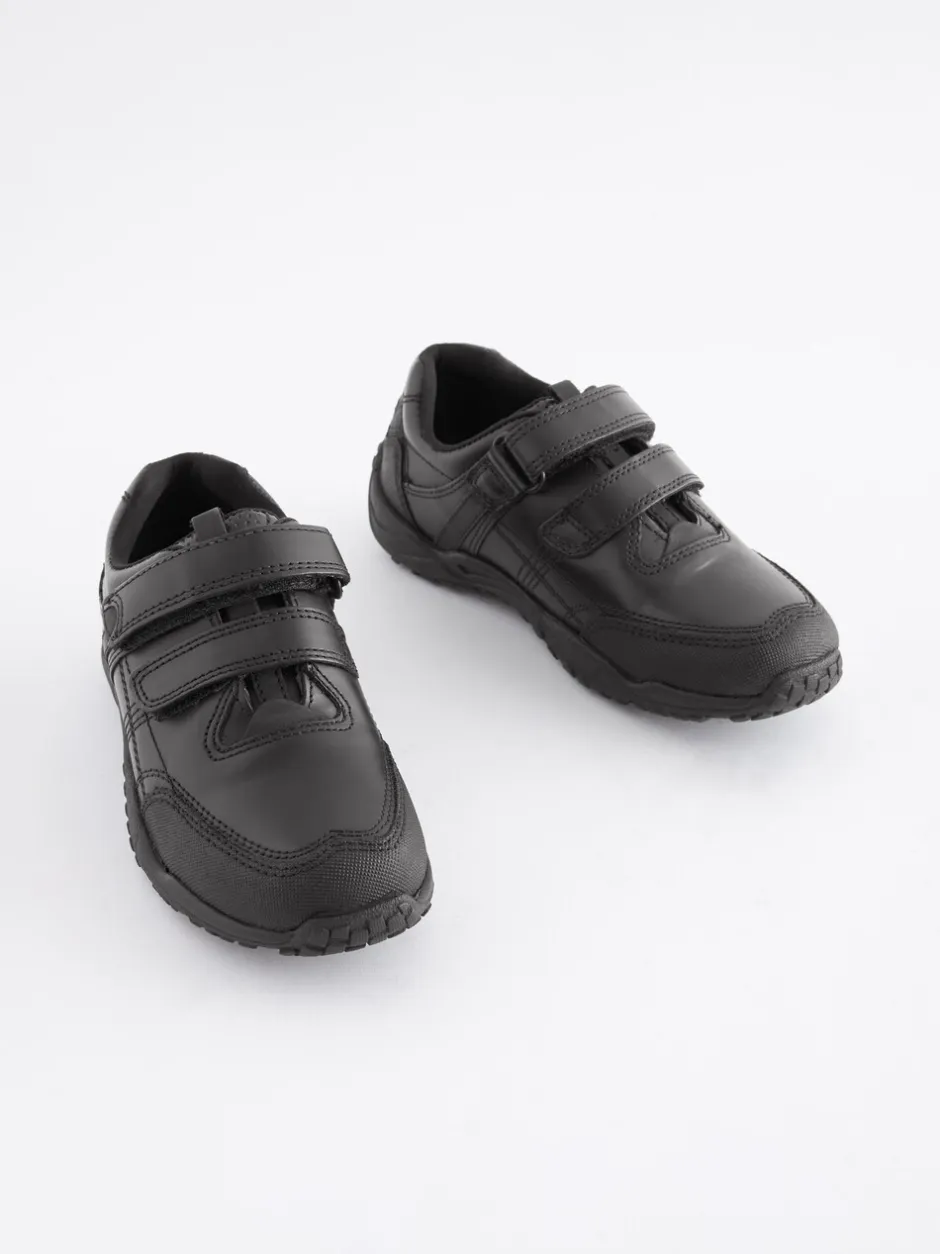 Schoolkleding*Next Zwart - Schoolschoenen van leer met klittenbandsluiting