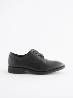 Schoolkleding*Next Zwart - Schoolveterschoenen van leer met egale voorkant