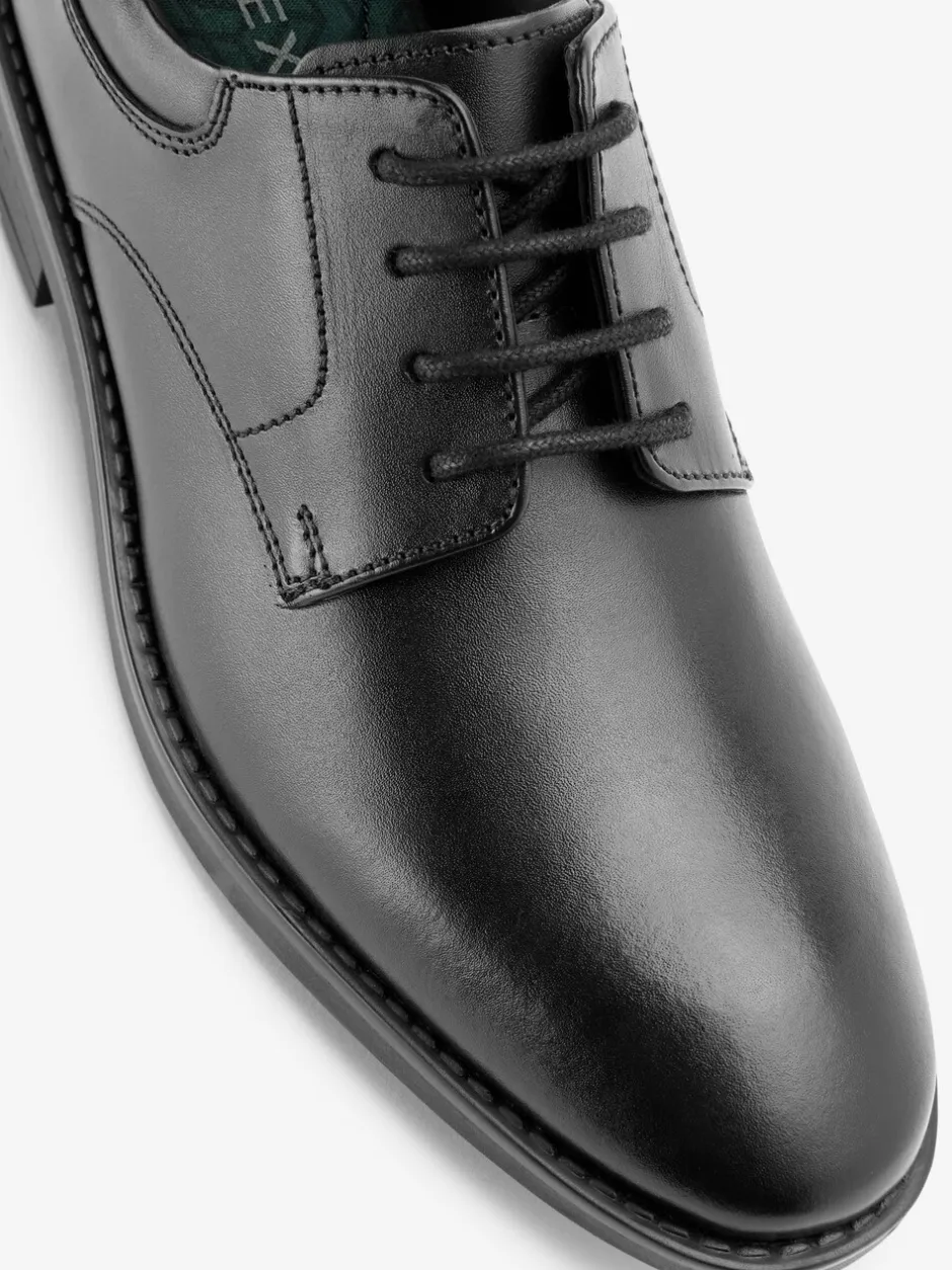 Schoolkleding*Next Zwart - Schoolveterschoenen van leer met egale voorkant