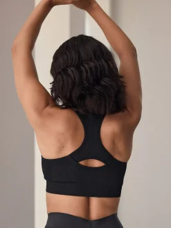 Beha's|Sportkleding*Next - Seamless Zip Front Medium Impact Sports Bra Zwart