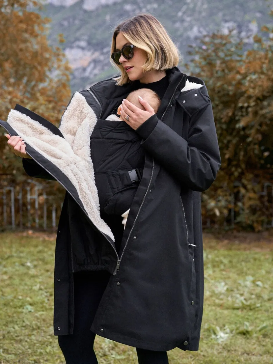 Jassen En Jacks|Moederschap*Seraphine - 3 in 1 Zwangerschaps- en draagparka met Borgvoering Zwart
