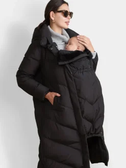 Jassen En Jacks|Seraphine - 3-In-1 Lange Chevron Puffer zwangerschapsjas Zwart