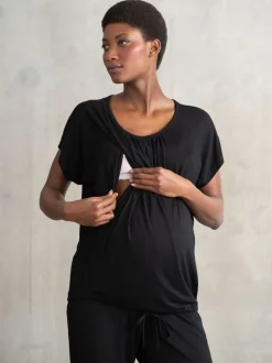 Pyjama's|Loungewear*Seraphine - Maternity & Nursing Loungewear Pyjamas 2 Piece Set Zwart
