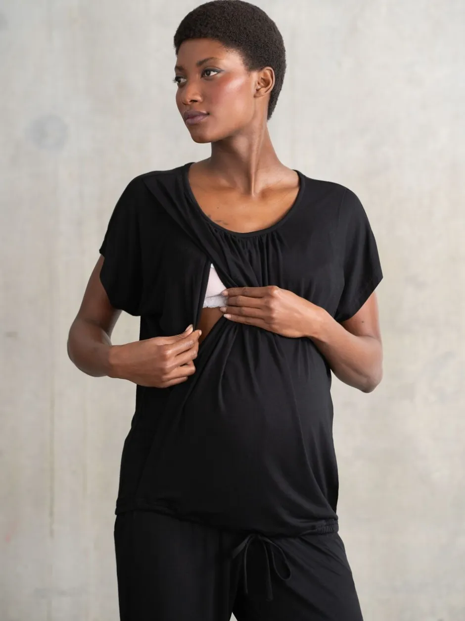 Pyjama's|Loungewear*Seraphine - Maternity & Nursing Loungewear Pyjamas 2 Piece Set Zwart