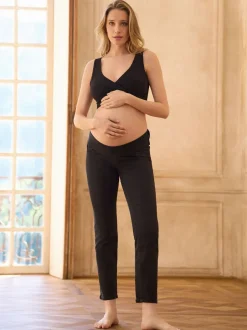 Moederschap|Seraphine - Premium Slim-Fit Zwangerschapsjeans van Biologisch Katoen Onder de Buik Zwart