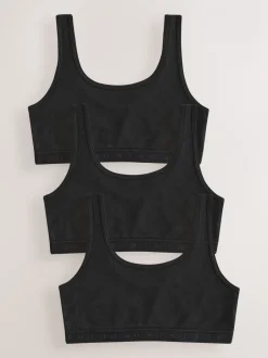 Alle Ondergoed*Next Zwart - Set van 3 crop tops met diepe ronde hals (5 - 16 jr)