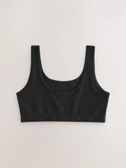 Alle Ondergoed*Next Zwart - Set van 3 crop tops met diepe ronde hals (5 - 16 jr)