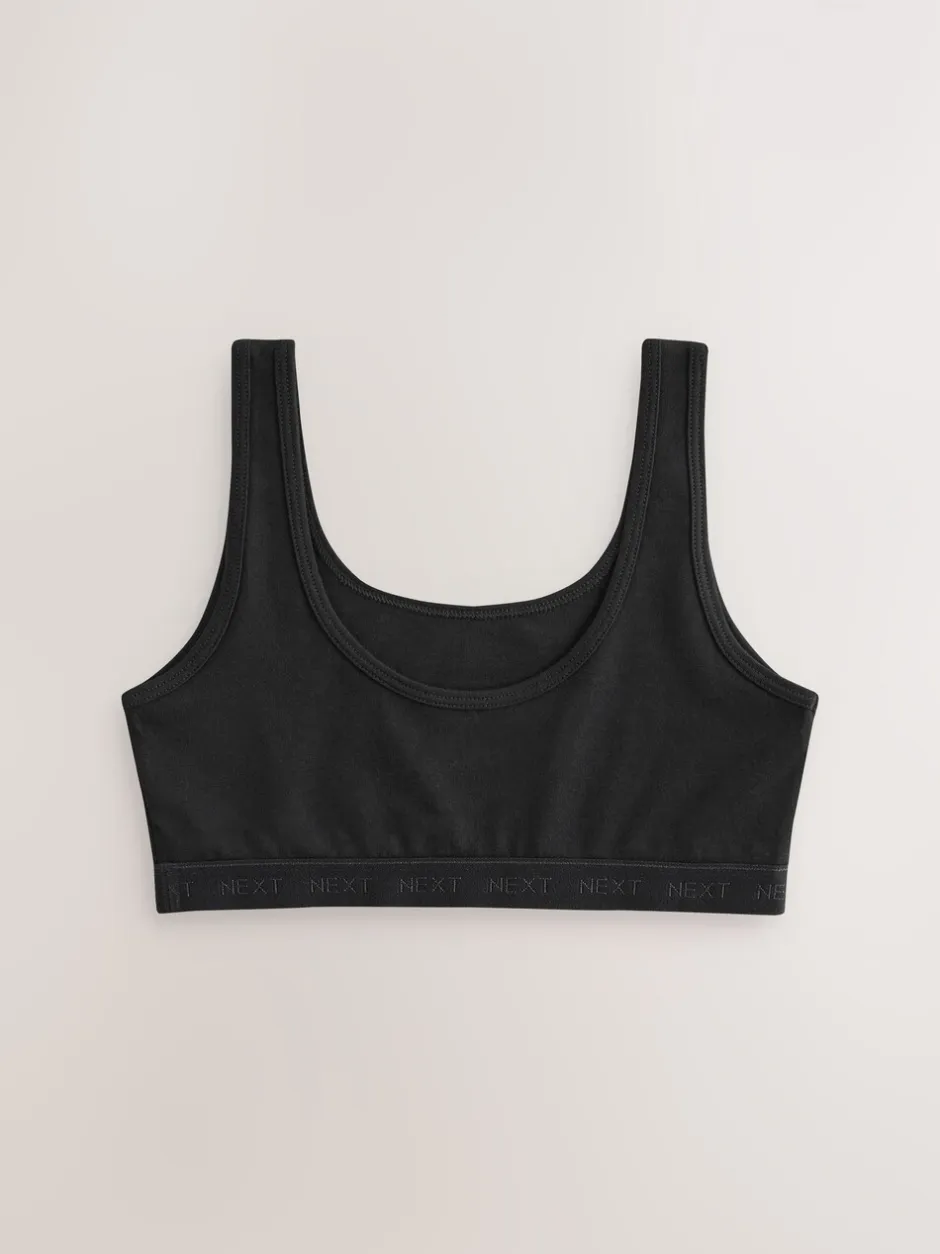 Alle Ondergoed*Next Zwart - Set van 3 crop tops met diepe ronde hals (5 - 16 jr)