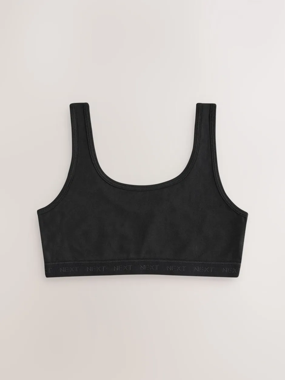 Alle Ondergoed*Next Zwart - Set van 3 crop tops met diepe ronde hals (5 - 16 jr)