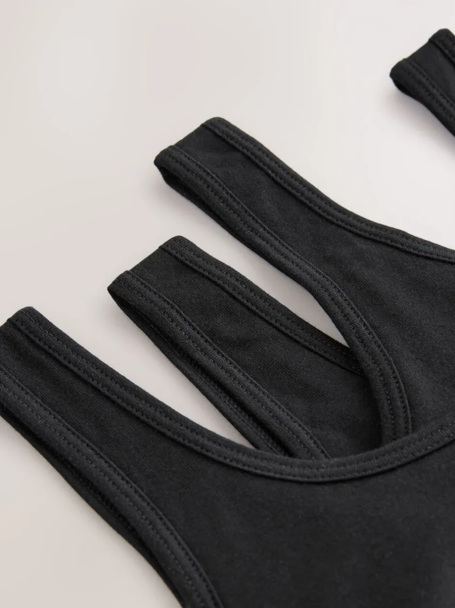 Alle Ondergoed*Next Zwart - Set van 3 crop tops met diepe ronde hals (5 - 16 jr)