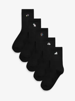 Sokken En Panty's|Next Zwart - Set van 5 paar enkelsokken met eenhoornborduursels