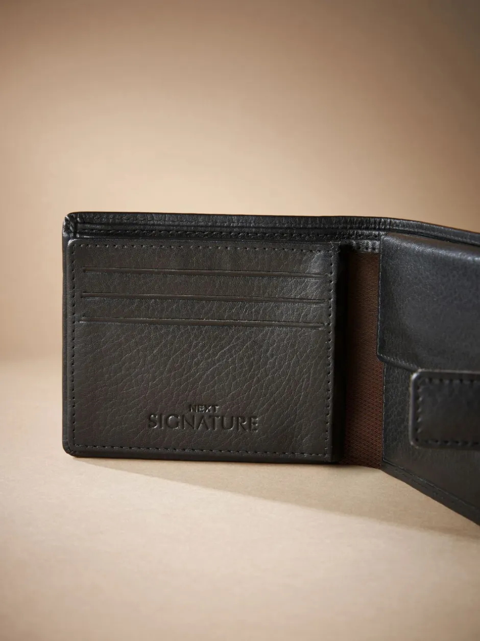 Portemonnees|Next - Signature - Extra ruime leren portemonnee Zwart