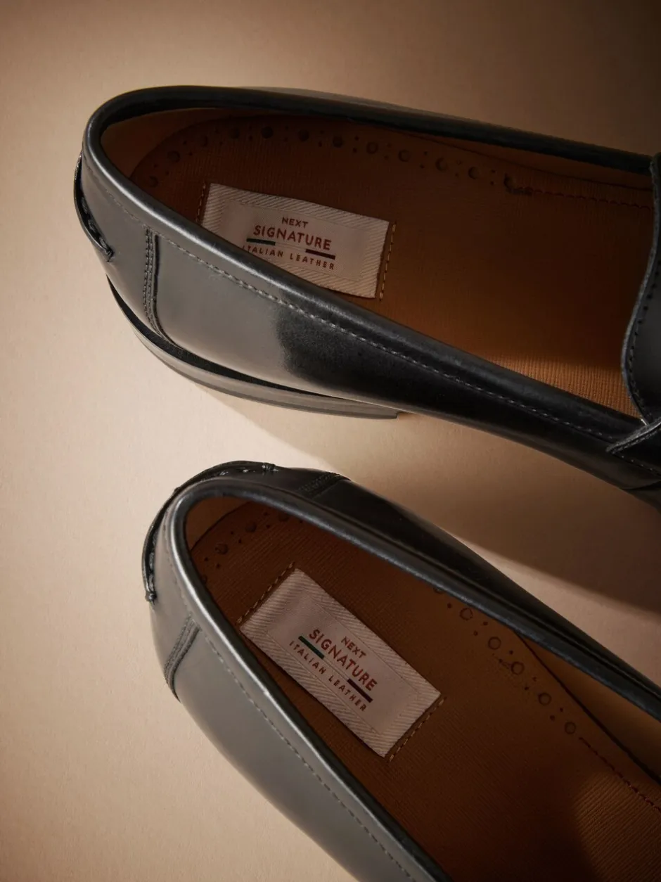 Schoenen|Formele Schoenen*Next Zwart - Signature - Italiaanse penny-loafers van leer