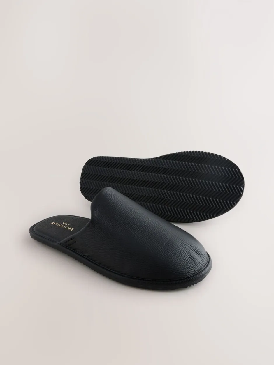 Pantoffels|Next Zwart - Signature Leather Mule Slippers