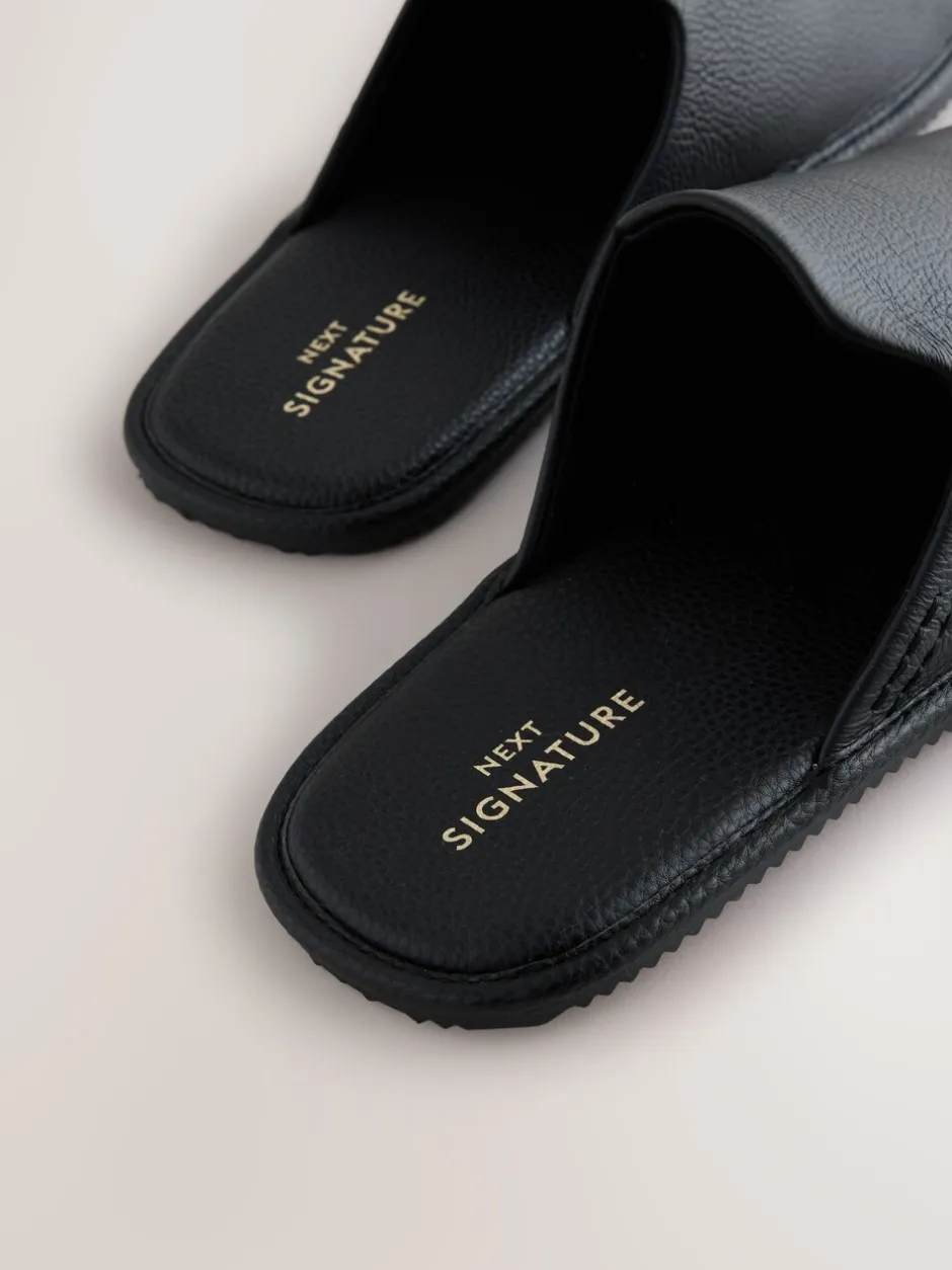 Pantoffels|Next Zwart - Signature Leather Mule Slippers