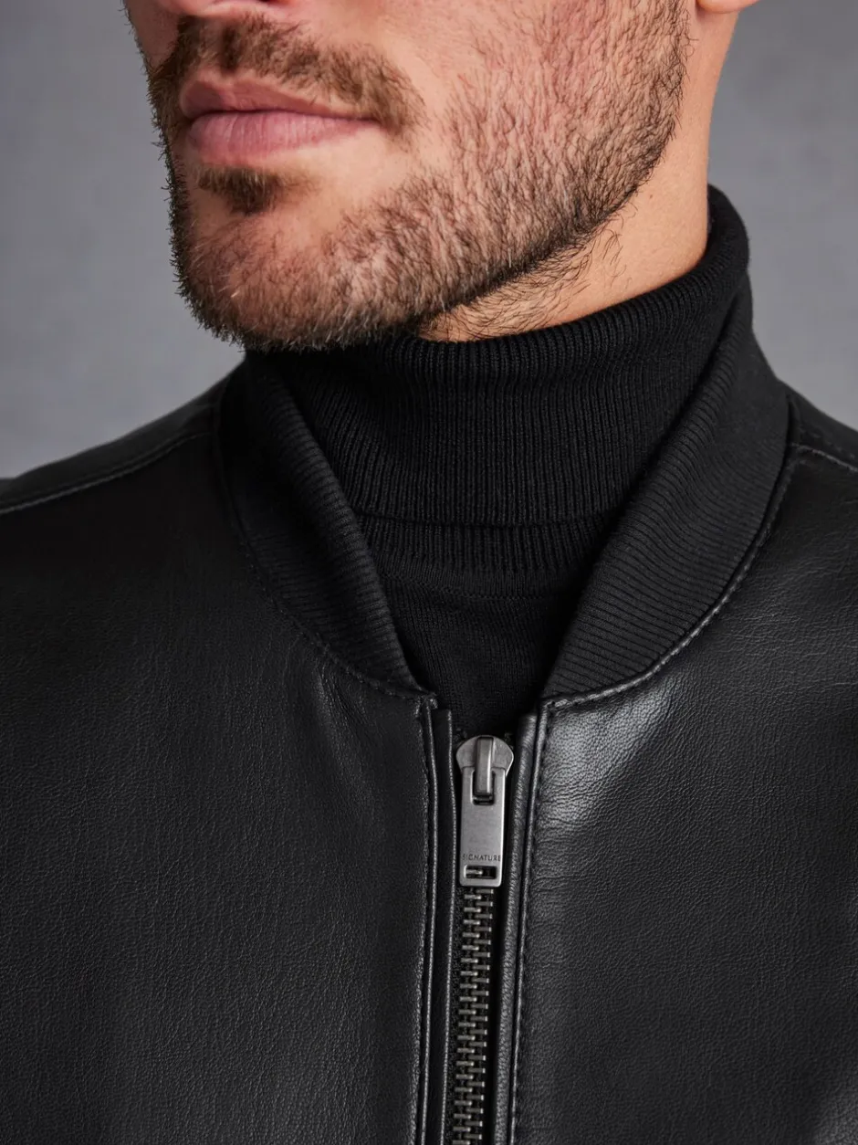 Jassen En Jacks*Next - Signature leren bomberjack Zwart