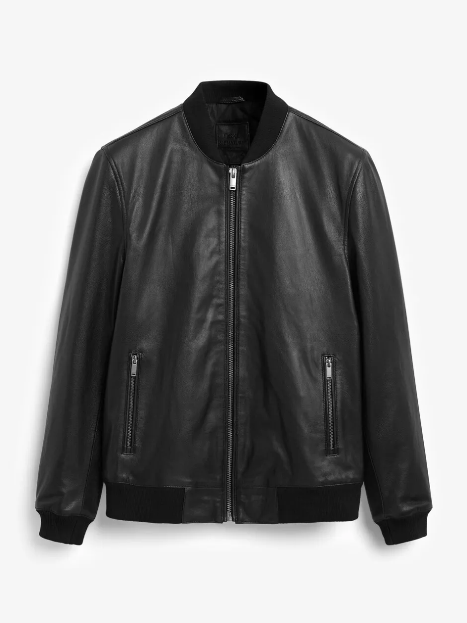 Jassen En Jacks*Next - Signature leren bomberjack Zwart