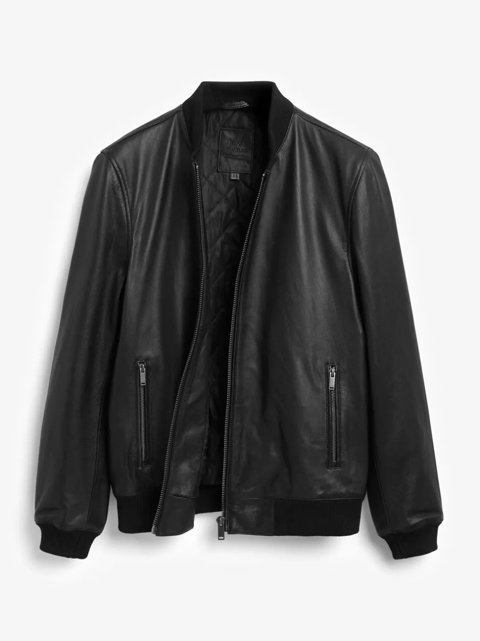 Jassen En Jacks*Next - Signature leren bomberjack Zwart