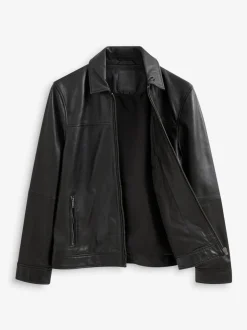 Jassen En Jacks*Next - Signature leren jack met kraag Zwart