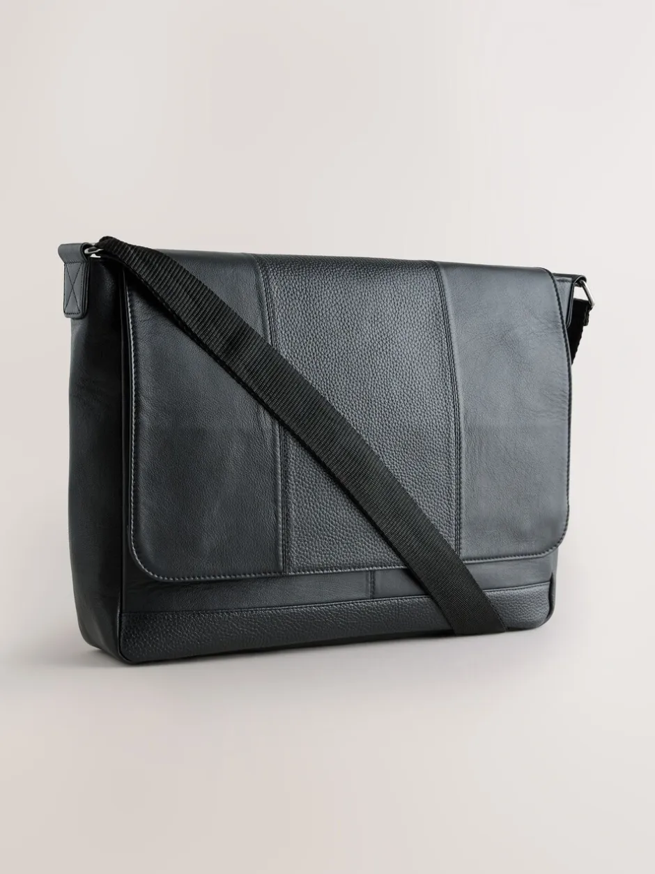 Tassen|Next - Signature leren messenger-tas Zwart